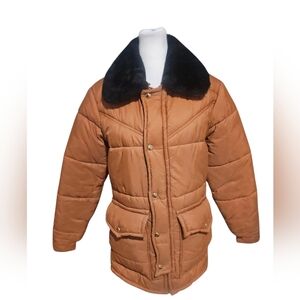 Vintage Walls Blizzard-Pruf Jacket | Hopper Inspired. Brown W/Black Faux Fur.XS